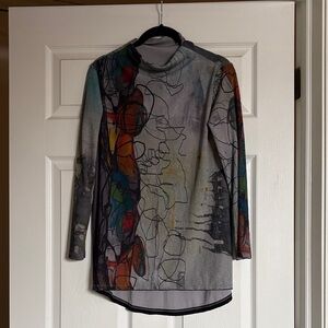 Abstract Print Long Sleeve Top